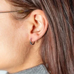 Créoles argent pierres synthétiques multicolores