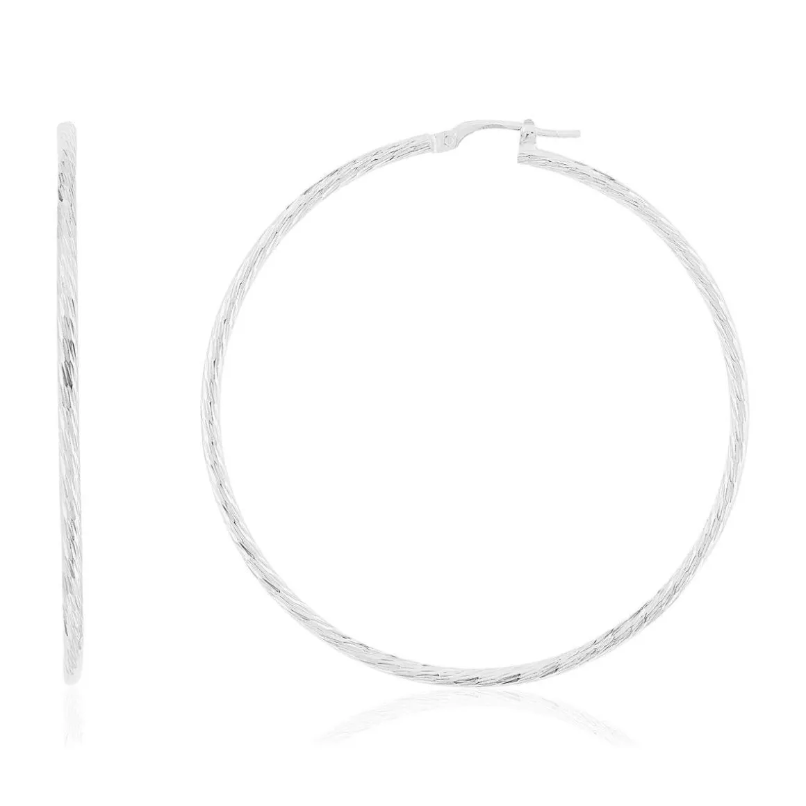 Créoles argent 925 striées 60 mm