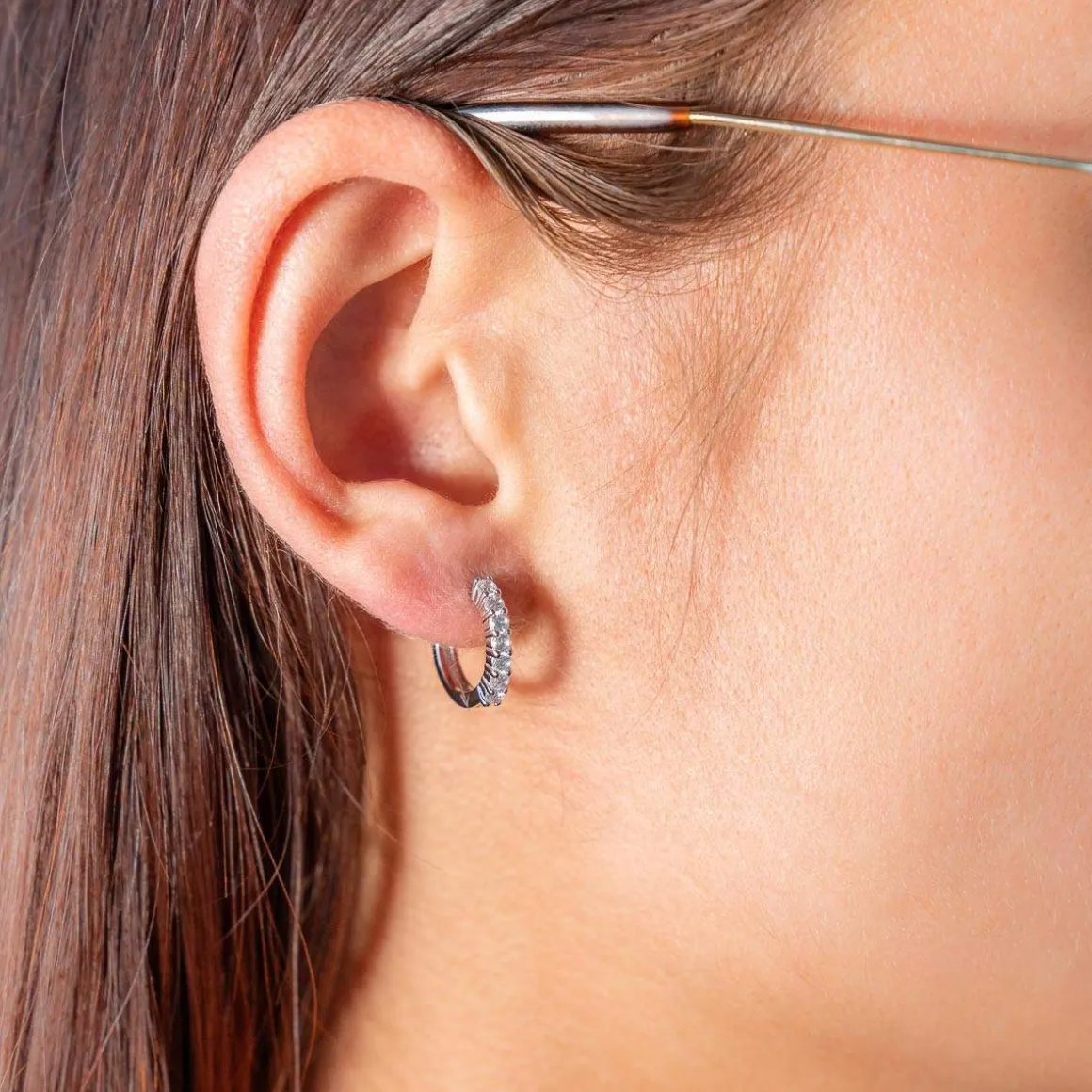 Créoles argent 925 zirconias 15 mm.