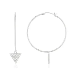 Créoles argent 925 zirconias, motif triangle