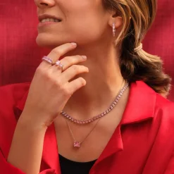 Créoles argent 925 zirconias rose