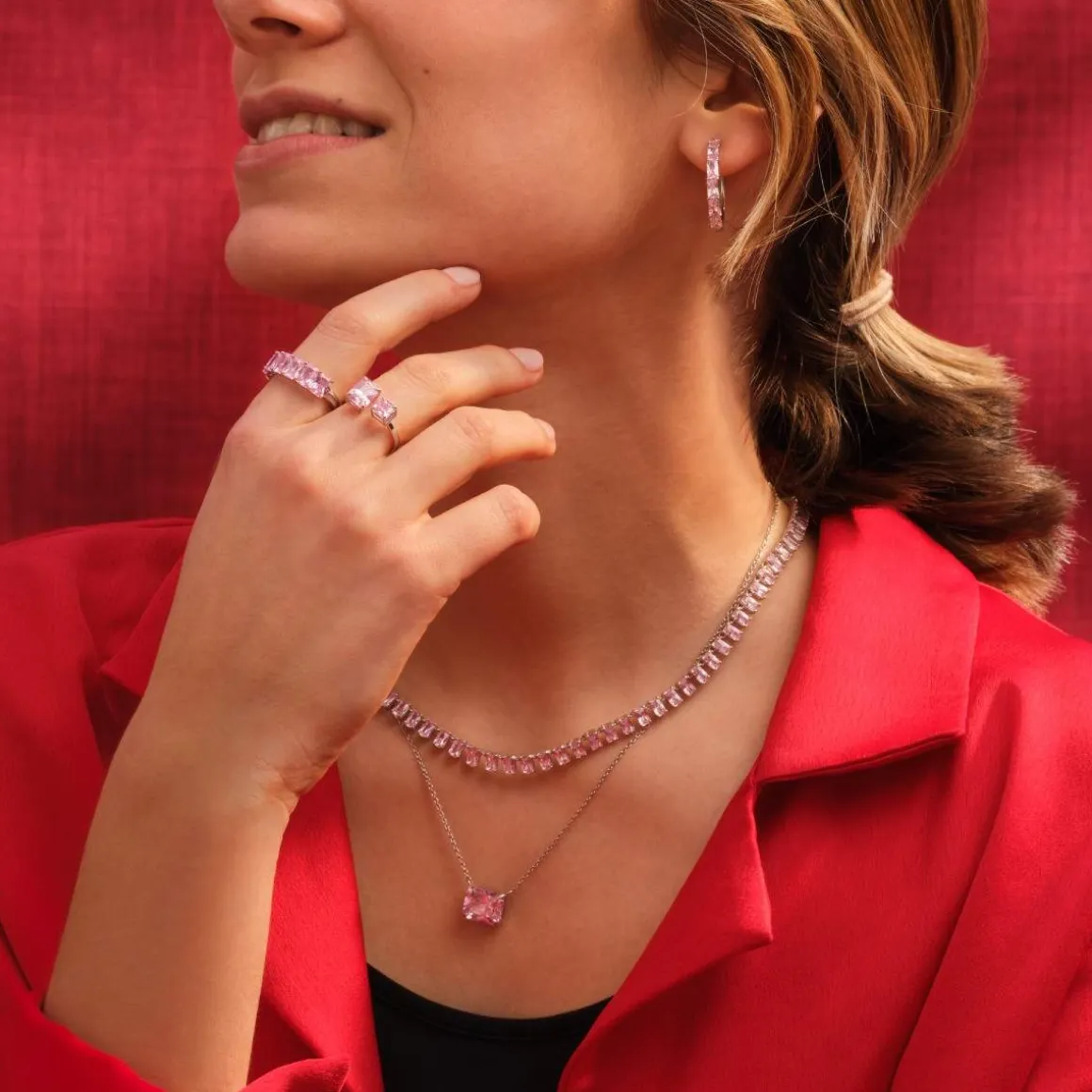 Créoles argent 925 zirconias rose