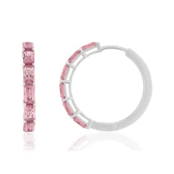 Créoles argent 925 zirconias rose