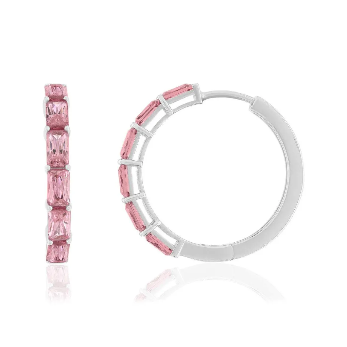 Créoles argent 925 zirconias rose