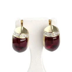 Créoles d'occasion or 750 2 tons diamants verres