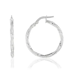 Créoles or 375 blanc diamanté 20 mm