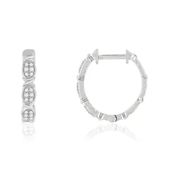 Créoles or 375 blanc diamants 16 mm