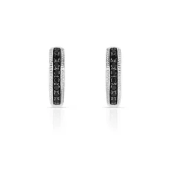 Créoles or 750 blanc diamants noirs traités