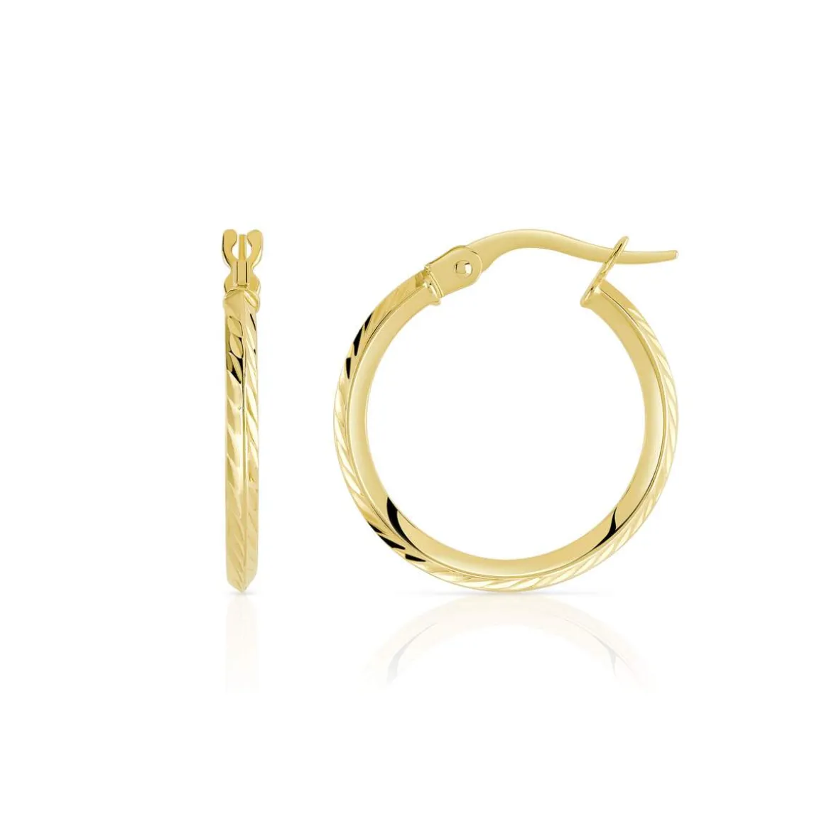 Créoles or 375 jaune diamanté 18 mm