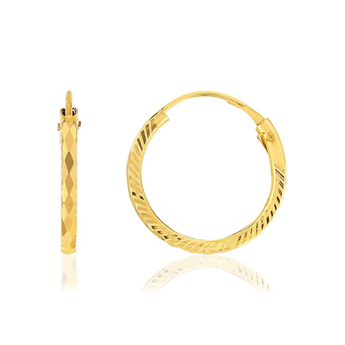 Créoles or 375 jaune diamanté 13 mm