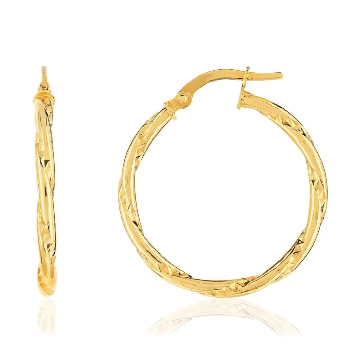 Créoles or 375 jaune diamanté 24,8 mm