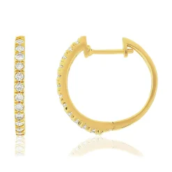 Créoles or jaune 750 diamants synthétiques 0.48 carat