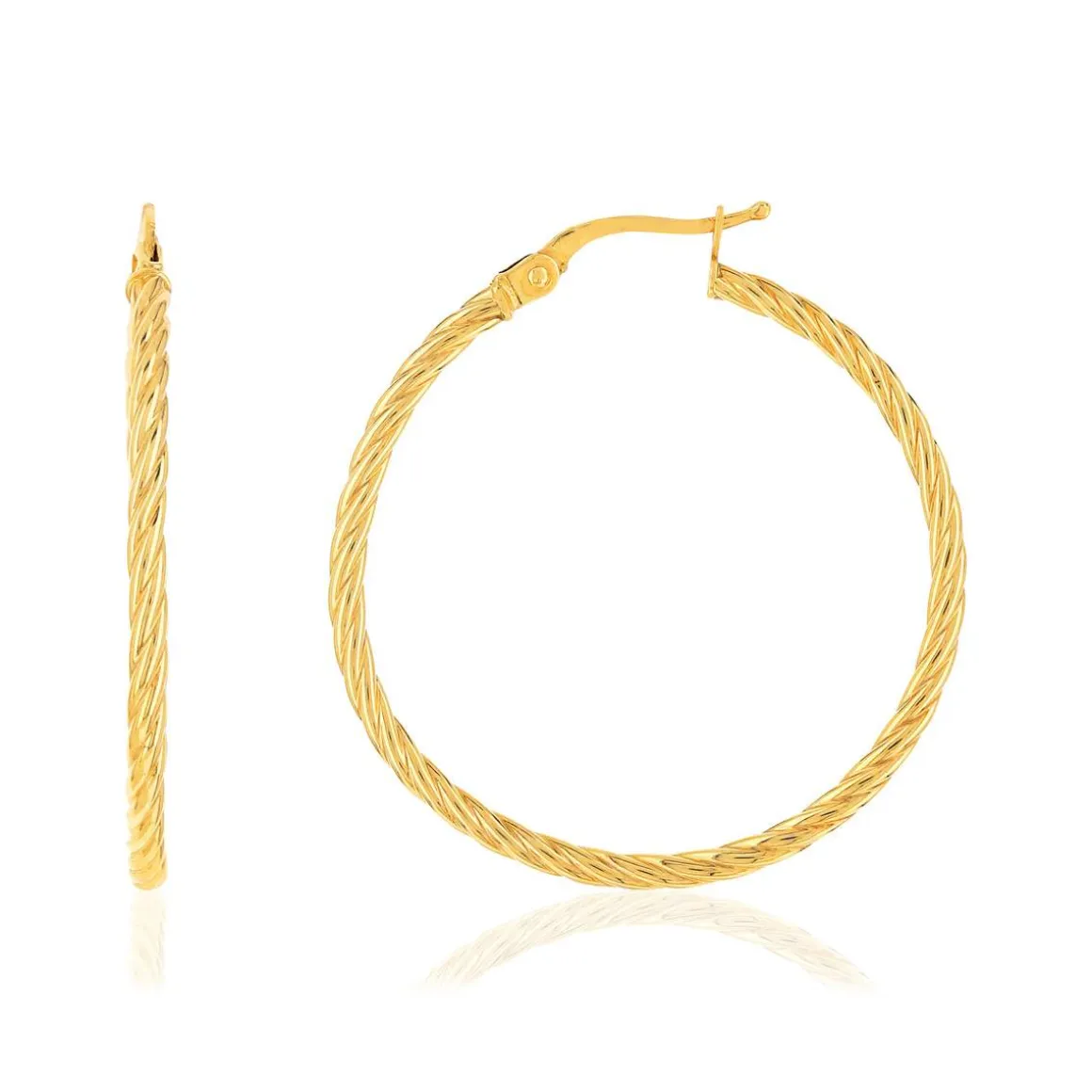 Créoles or 375 jaune torsadées 33 mm