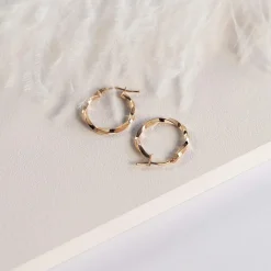 Créoles or 375 rose torsadées 18 mm