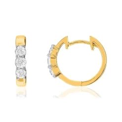 Créoles or 750 2 tons diamants synthétiques 0,51 carat