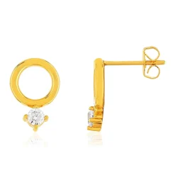 Créoles plaqué or jaune, pampille zirconias.