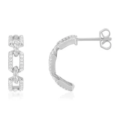 Demi créoles argent 925 et zirconias 18mm