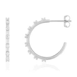 Demi créoles argent 925 et zirconias 23mm