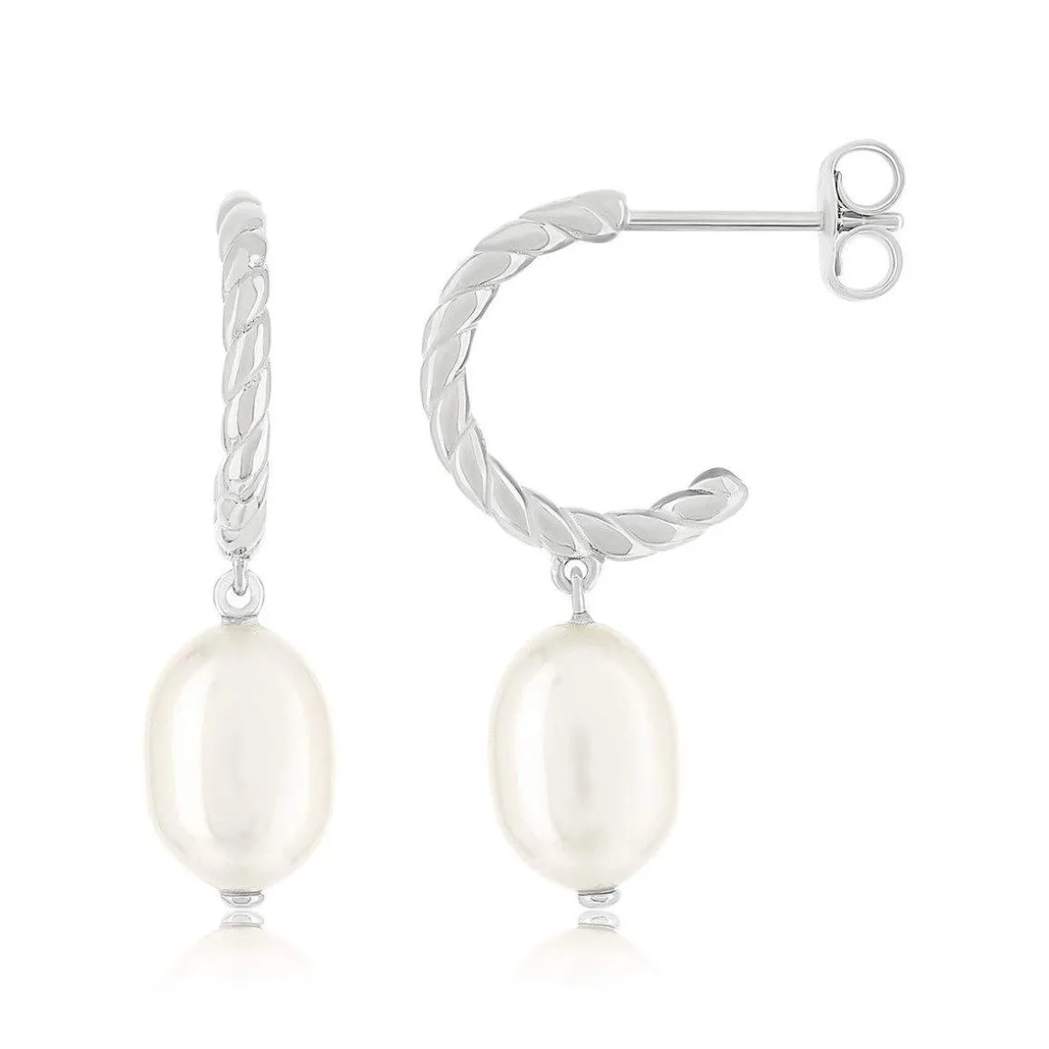 Demi créoles argent 925 perles de culture de Chine