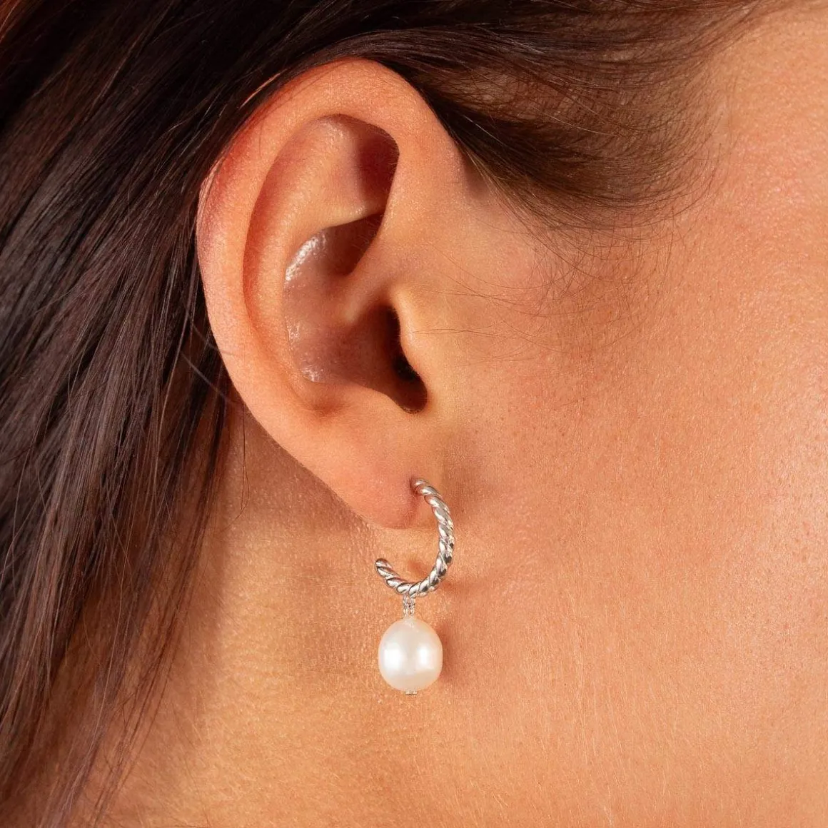 Demi créoles argent 925 perles de culture de Chine