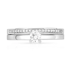 Duo alliance demi-tour solitaire argent 925 zirconias
