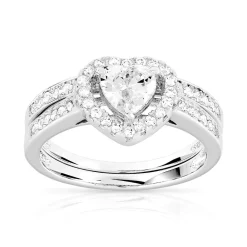 Duo alliance demi-tour solitaire argent 925 zirconias