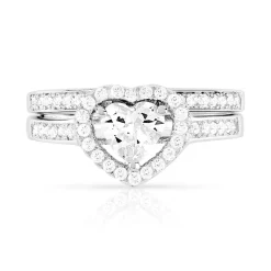 Duo alliance demi-tour solitaire argent 925 zirconias