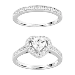 Duo alliance demi-tour solitaire argent 925 zirconias
