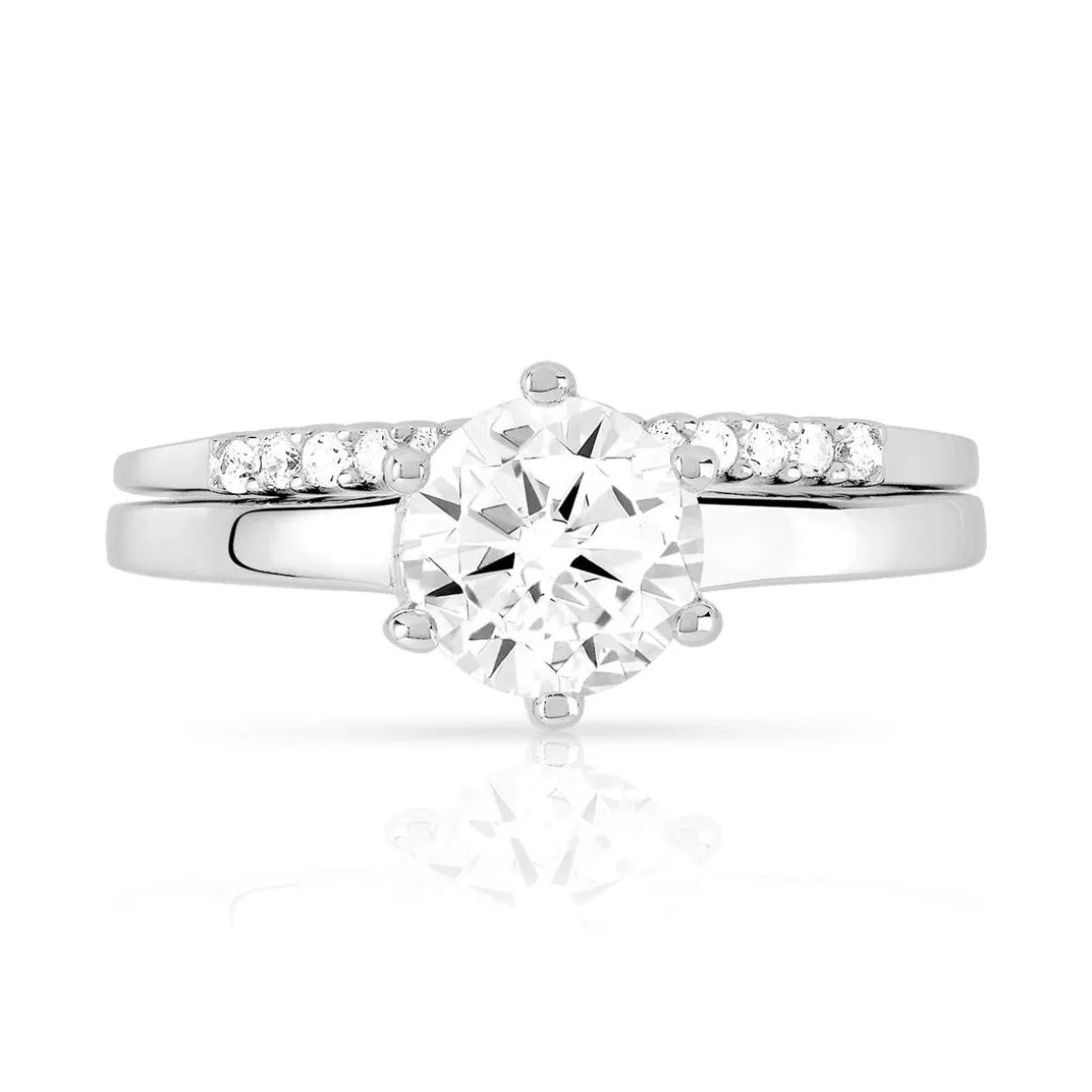 Duo alliance et solitaire argent 925 zirconias