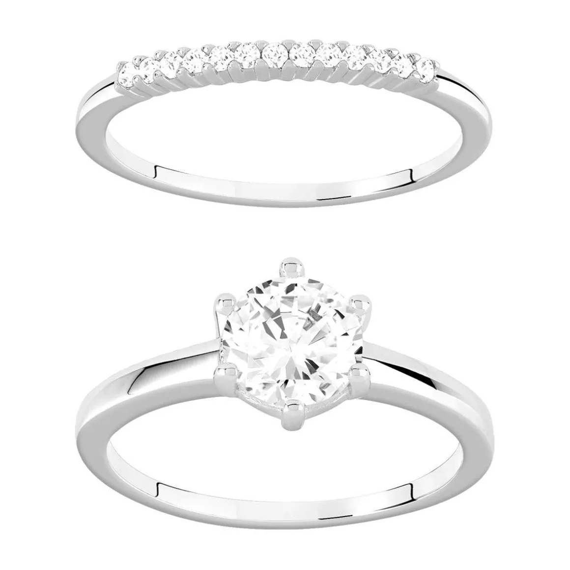 Duo alliance et solitaire argent 925 zirconias