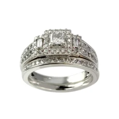 Duo bague d'occasion or 750 blanc diamants