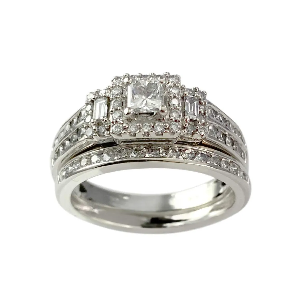 Duo bague d'occasion or 750 blanc diamants