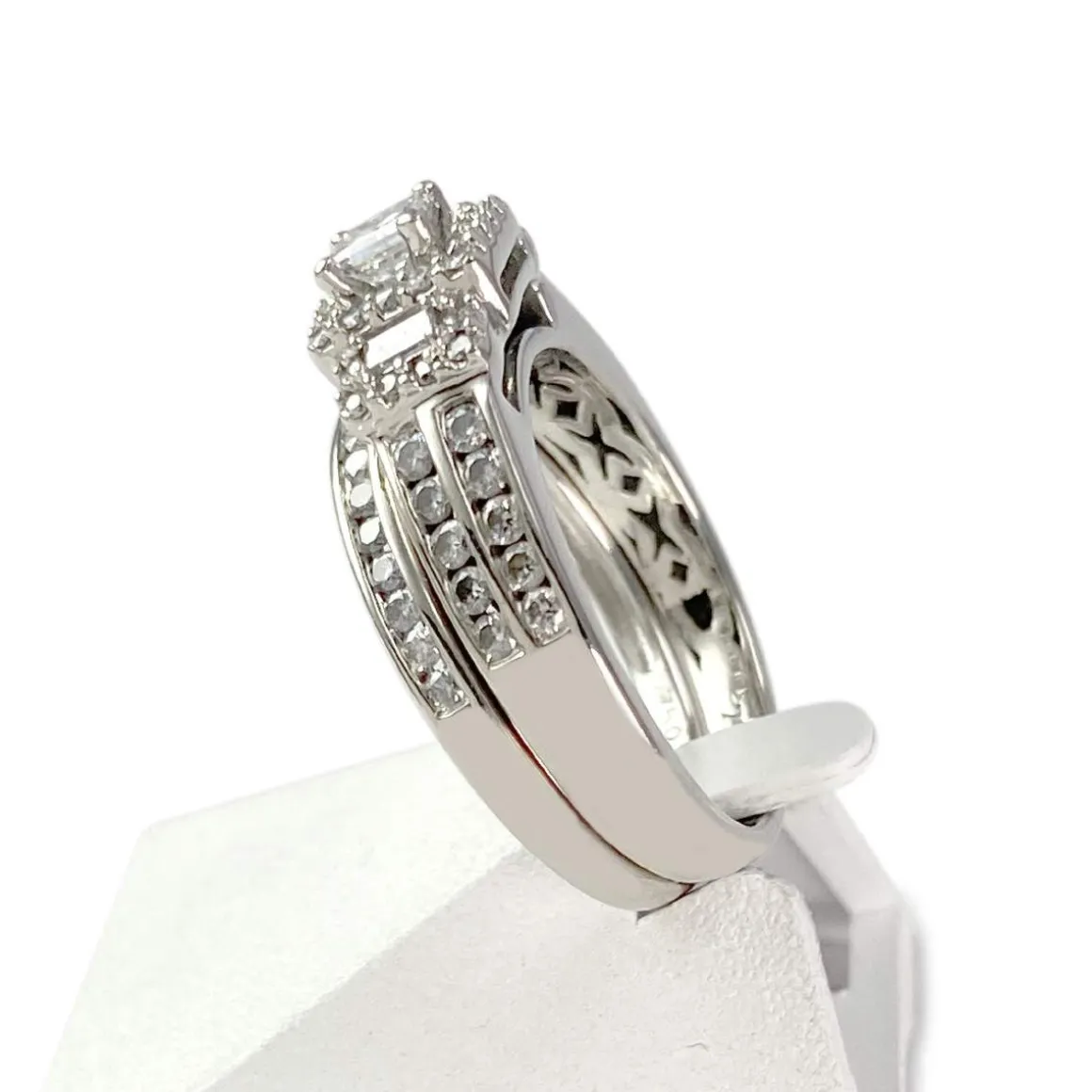 Duo bague d'occasion or 750 blanc diamants