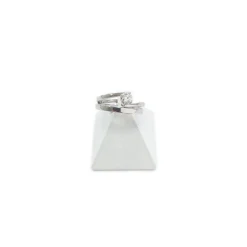 Duo de bague et solitaire d'occasion or 750 blanc diamant 0,17 carat