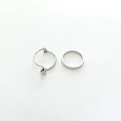 Duo de bague et solitaire d'occasion or 750 blanc diamant 0,17 carat