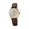 Festina femme acier doré jaune bracelet cuir marron