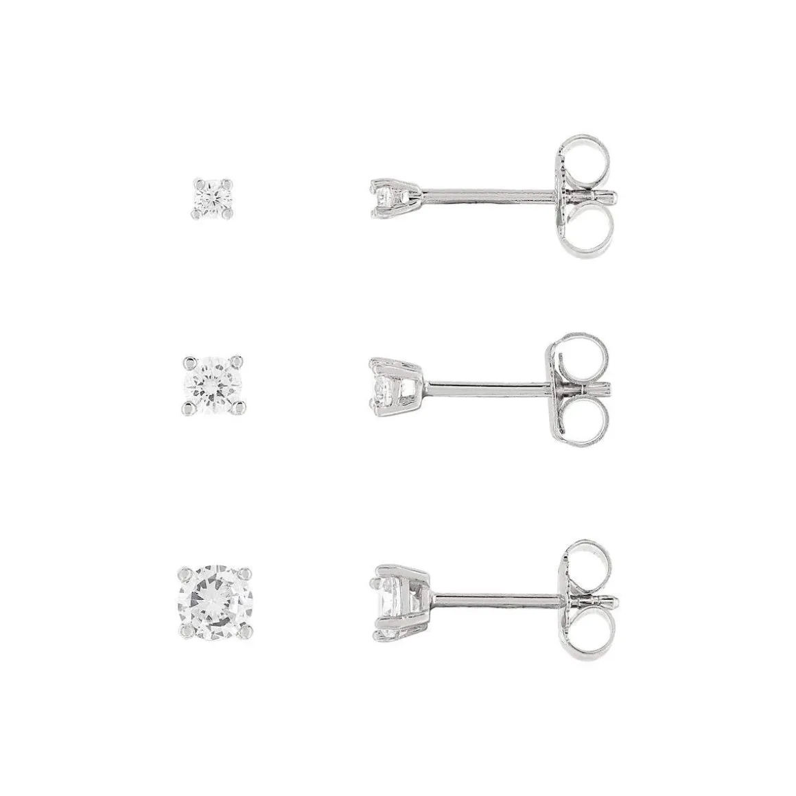 Lot de 3 paires de boucles d'oreilles argent 925 zirconias