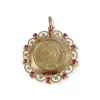 Médaille d'occasion or 750 jaune Helvetia rubis synthétiques