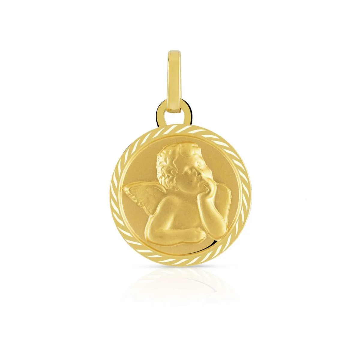 Médaille or 750 jaune diamanté ange
