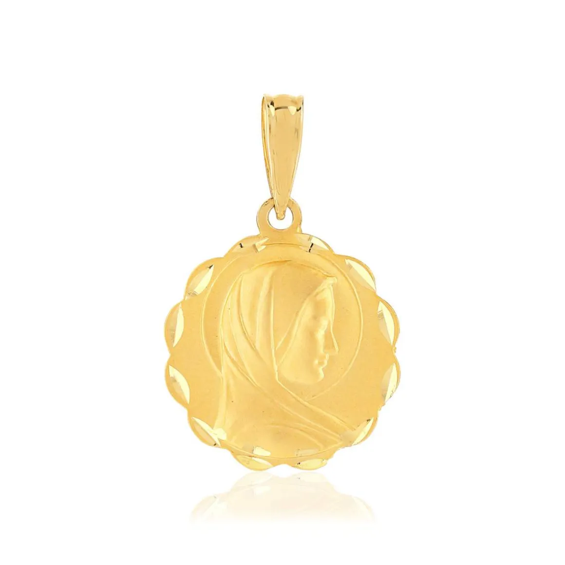 Médaille or 750 jaune diamanté Vierge