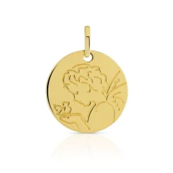 Médaille or 375 jaune "l'enfant et l'oiseau"