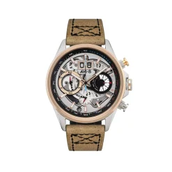 Montre AVI-8 homme acier cuir beige