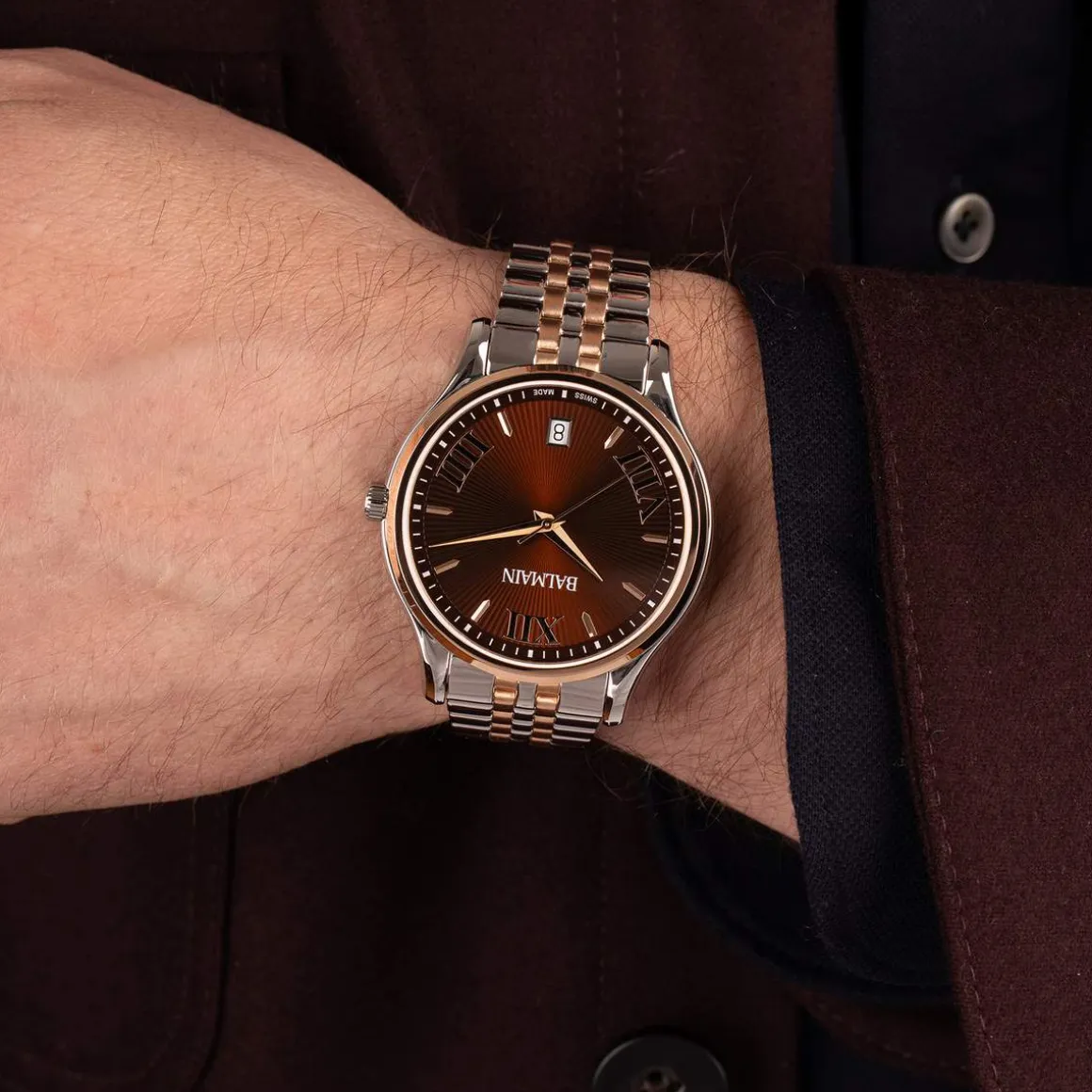 Montre BALMAIN beleganza homme bracelet acier inoxydable bicolore rose