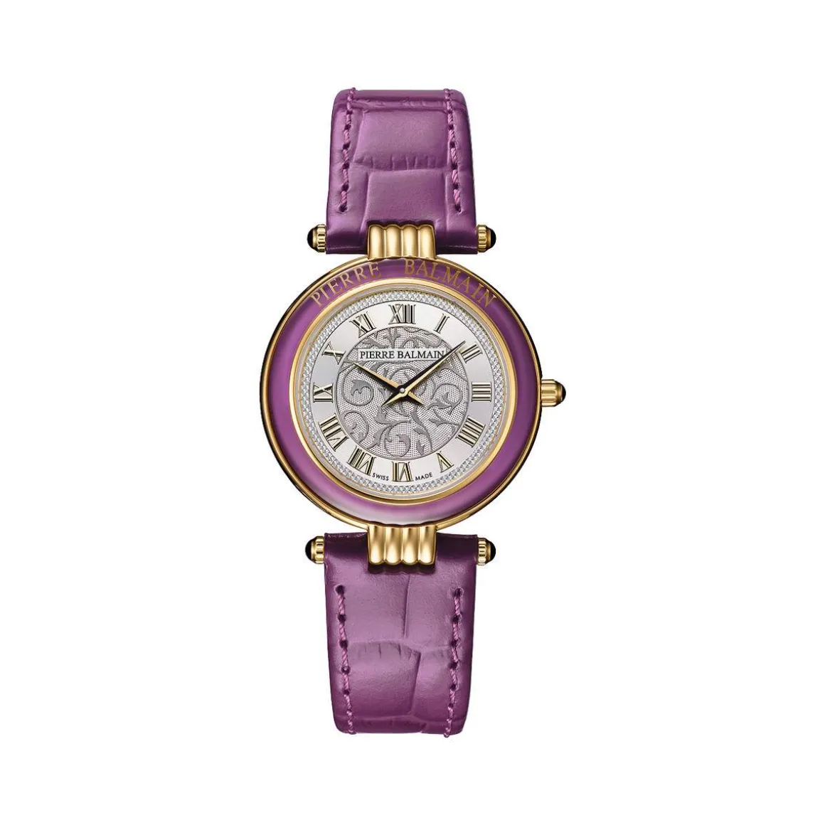 Montre BALMAIN haute elegance femme bracelet cuir vernis parme