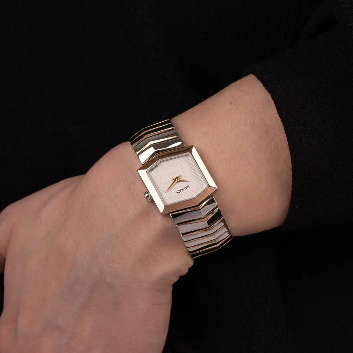 Montre BALMAIN taffetas femme bracelet acier inoxydable bicolore rose