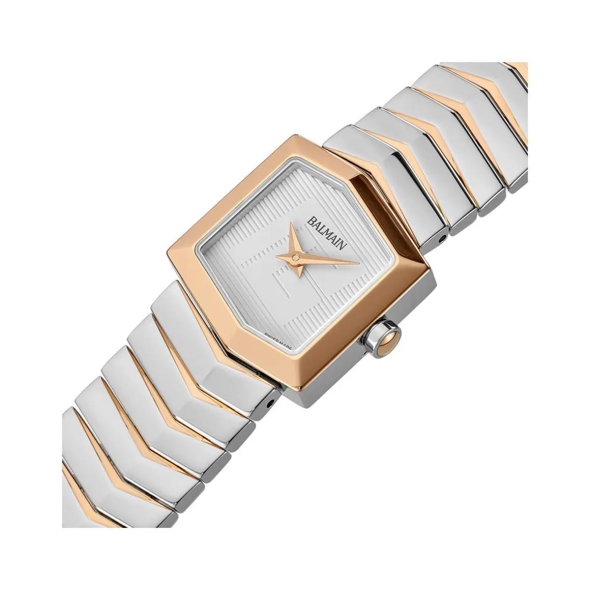 Montre BALMAIN taffetas femme bracelet acier inoxydable bicolore rose