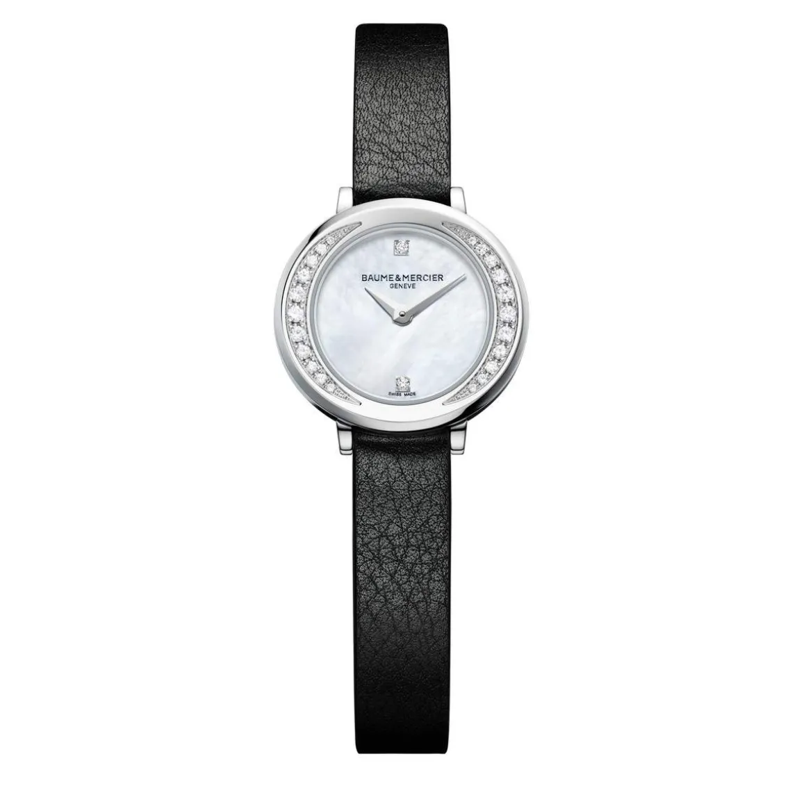 Montre Baume & Mercier Promesse femme acier bracelet double tour cuir bleu