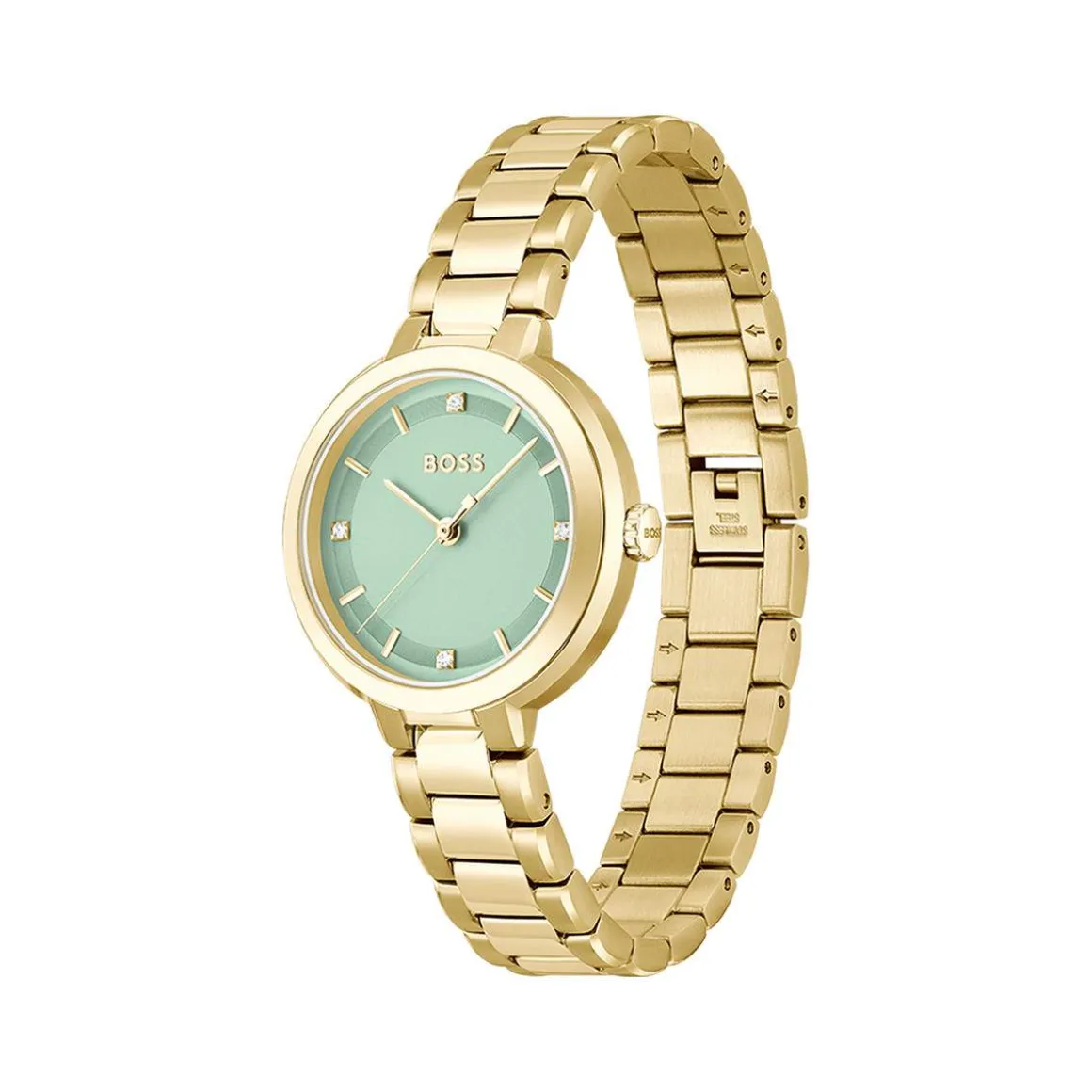 Montre BOSS business femme bracelet acier inoxydable doré jaune