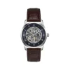 Montre BOSS business homme automatique, bracelet cuir marron