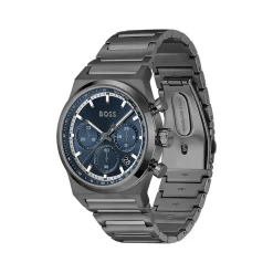Montre BOSS Candor Chrono homme cadran bleu bracelet acier gris